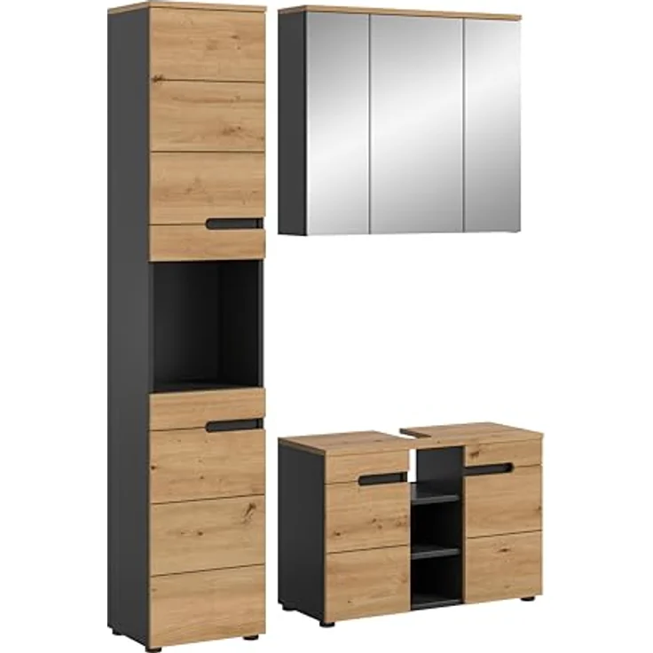 Xonox Canu Badkombination (B/H/T: 133x193x34 cm) in Basalt grau Nachbildung und Artisan Nachbildung – Bild 2
