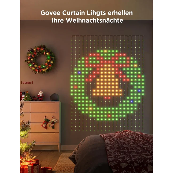 Govee Curtain Lights, 520 RGBIC LEDs Lichterkette, DIY Lichtmuster, Smart LED Vorhang 86+ Modi, IP65 Wasserfest, kompatibel mit Alexa für Zimmer, Party Deko (1,5×2m) – Bild 5