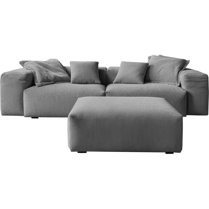 KAWOLA Sofa CELESTE 4-Sitzer mit Hocker Cord grau 72 x 114 x 302 cm – Bild 3