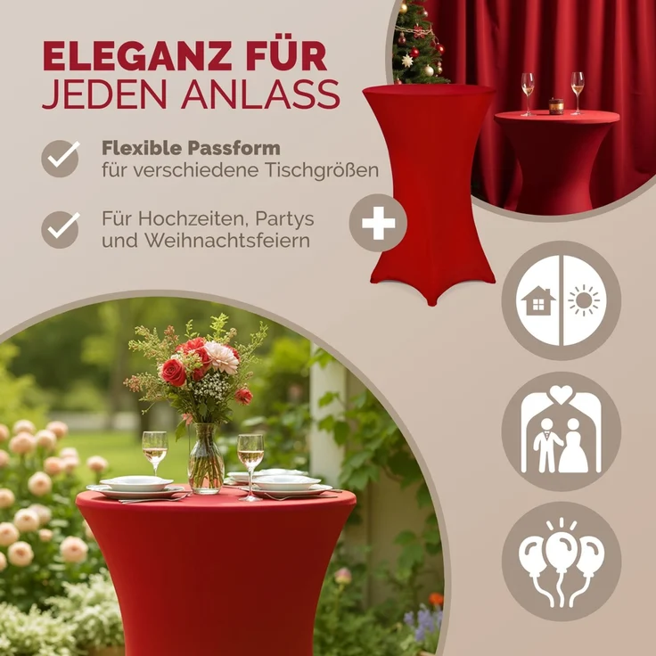 DETEX® Stehtischhusse 5er Set Anthrazit Grau 70-75cm Verstärkter Fußbereich 30°C Waschbar Stehtisch Hussen Stretch Bezug – Bild 10