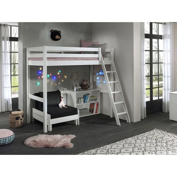 Hochbett Karolina 209x165x190 Kinderbett Massivholz+MDF Weiß – Bild 3