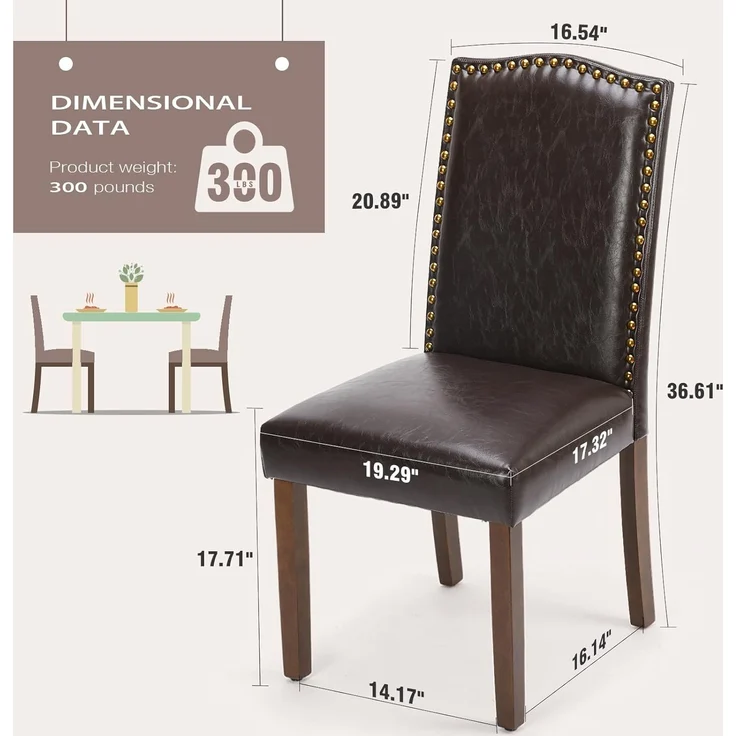DUMOS Esszimmerstühle 6er Set, Elegant und Schön Modern Stühle Esszimmer, Pu-Leder Gepolstert küchenstühle, Esszimmerstuhl Geeignet für Küche, Wohnzimmer, Schlafzimmer (Dunkelbraun) – Bild 3