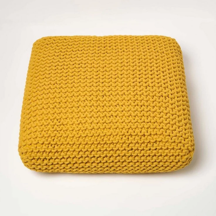 Homescapes Pouf Bodenkissen groß gelb Bezug 100% Baumwolle – Bild 2