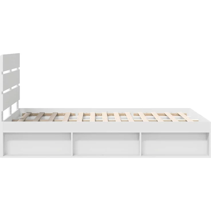vidaXL Bettrahmen mit Kopfteil Weiß 120 x 200 cm Massives Kiefernholz 3411760 – Bild 7