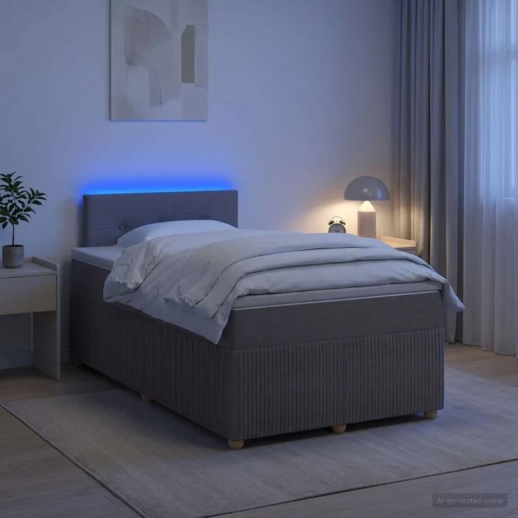 vidaXL Boxspringbett mit Matratze Taupe 120 x 190 cm Stoff 3452887 – Bild 4