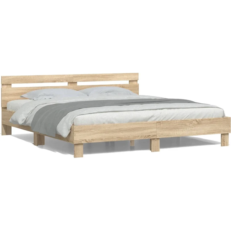 vidaXL Bettrahmen mit Kopfteil Sonoma 193 x 203 cm Holzwerkstoff 3402850 – Bild 6