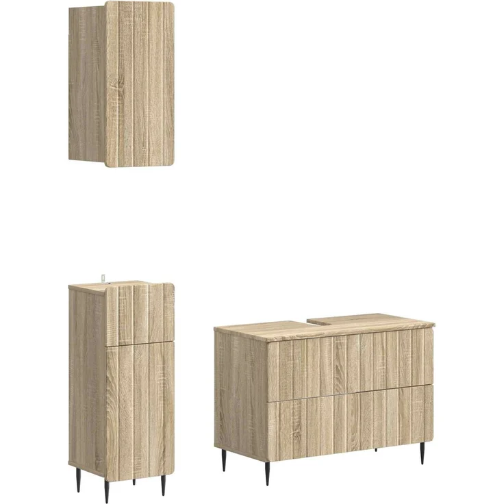 vidaXL 3-teiliges Badezimmer-Schranksystem ZWOLLE Sonoma-Eiche 3417758 – Bild 2