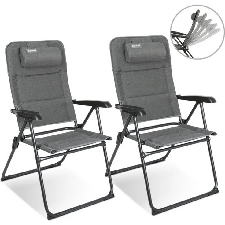HOMECALL Campingstuhl Gartenstuhl Anglerstuhl Faltsessel Klappstuhl für Wohnwagen Outdoors (UV++ Olefin-Stoff, 2 St), 5 fach Verstellbarer Rückenlehne, Hochlehner, Gepolsterter, bis 150kg – Bild 4