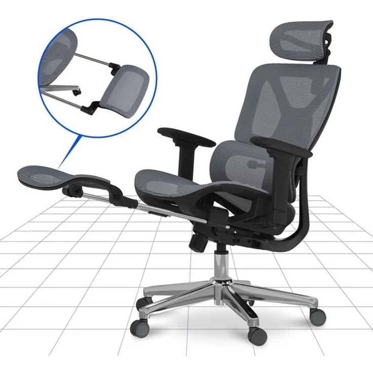 FLEXISPOT Bürostuhl Schreibtischstuhl Premium Ergonomischer C7 (Rückenlehne verstellbar 90°-135°, 3D-Armlehnen, 3D-Kopfstütze, 5D-verstellbare Rückenlehne), Chef-Mesh-Bürostuhl, 130KG Tragkraft, mit ausklappbarer Fußstütze – Bild 4