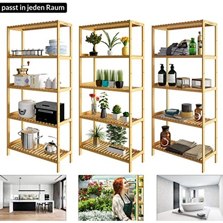 Casaria Standregal, mit 5 Ablagen Höhenverstellbar 130x60x26 cm Stabil Küchenregal – Bild 4