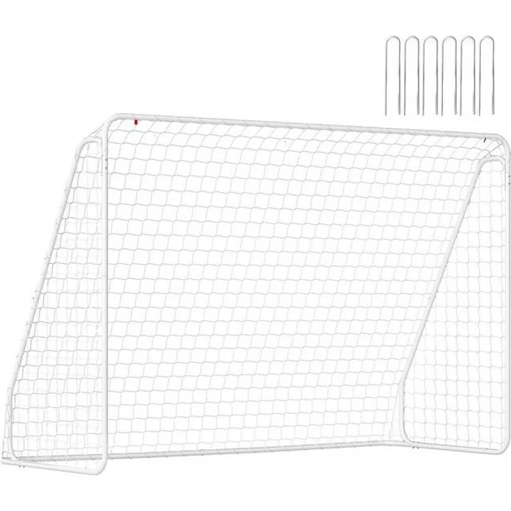 HOMCOM Fußballtor mit Netz, Erdhaken (Outdoor Torwand, 1 St, Fußball Tor für Garten), 301L x 120B x 200H cm, Weiß – Bild 4