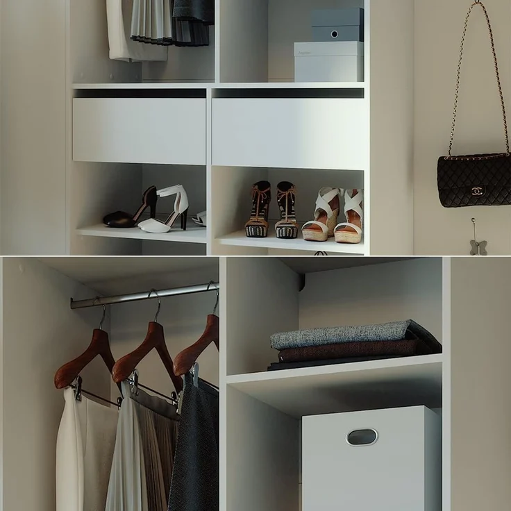 Kleiderschrank Elmo Weiß 100 x 200 cm mit 2 Schubladen Vicco – Bild 5