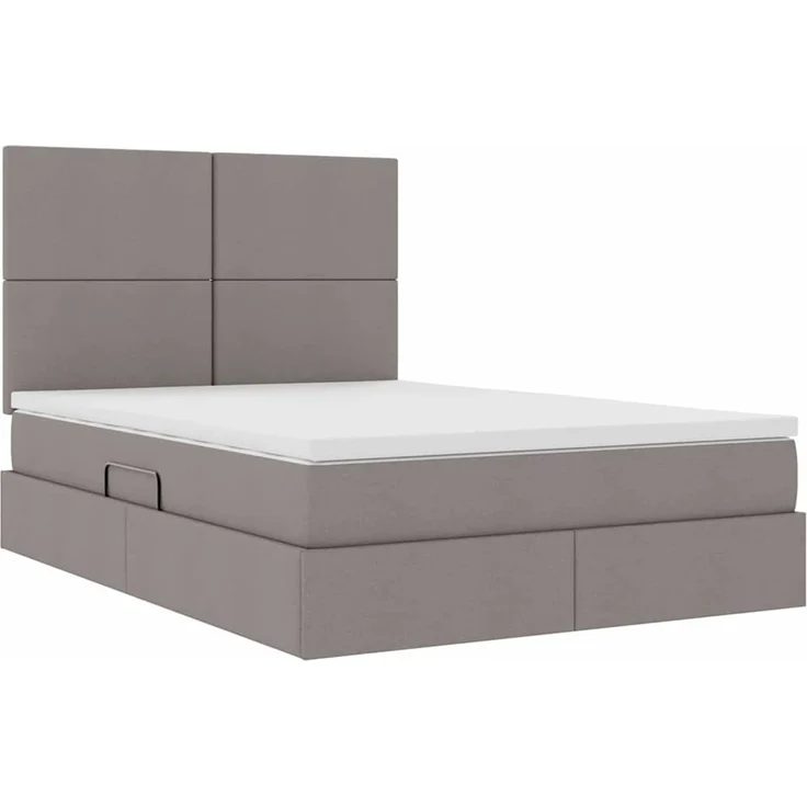 vidaXL LED-Speicherbett mit Matratze Taupe 140 x 200 cm Stoff 3372360 – Bild 6