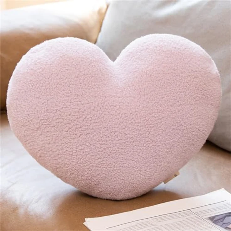 Herzkissen, Herz Kissen Kinderzimmer Decor, Kuschelkissen Kinder Herzform Dekokissen Kopfkissen Kissen Zierkissen für Wohnzimmer Sofa Kind Schlafzimmer Bett (Lila Herz,40 cm) – Bild 2