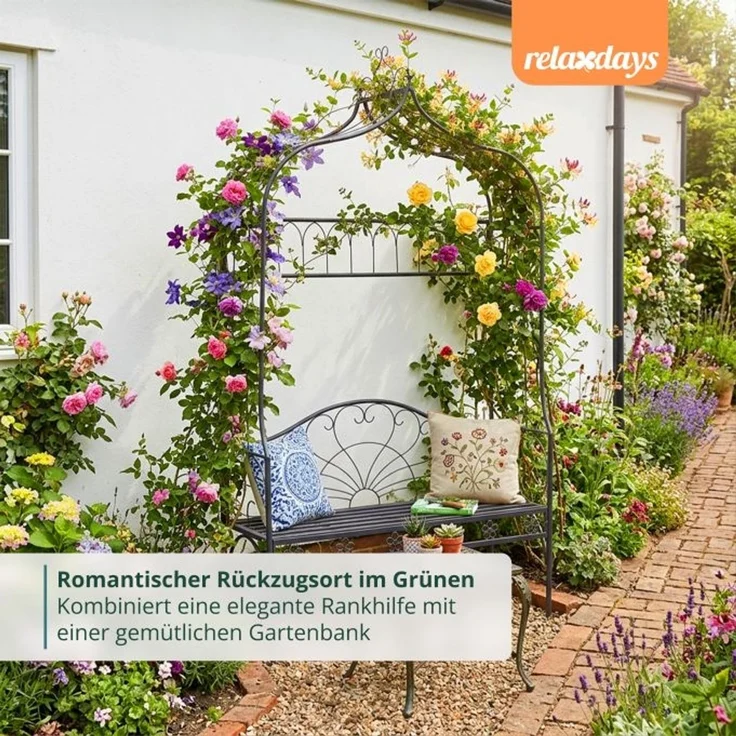 Relaxdays Rosenbogen mit Gartenbank – Bild 3
