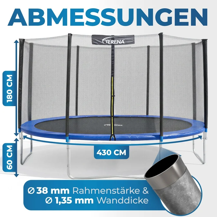 Terena Trampolin ø 430 cm mit Sicherheitsnetz | bis 150kg – Bild 7
