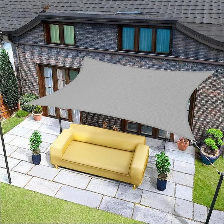 LuxusKollektion Sonnensegel Sonnensegel Rechteckig Wasserdicht UV Schutz Garten 3.5x5 Grau