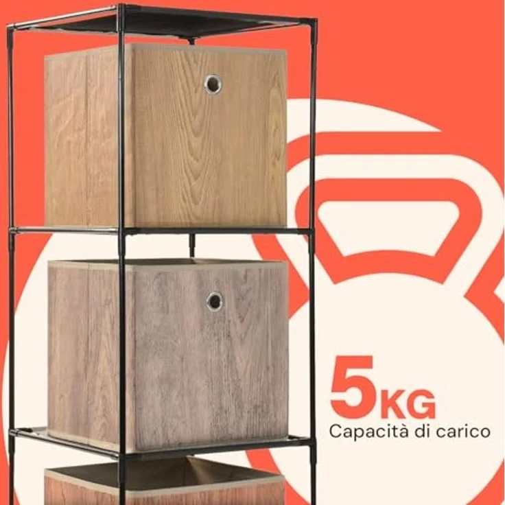 Avilia Platzsparendes Schuhregal mit 3 Ablagen aus Stoff – Set mit 2 modularen Regalen 34 x 34 x 98 cm – vielseitiges Bücherregal für Badezimmer, Küche und Wohnzimmer, leicht und robust für – Bild 4