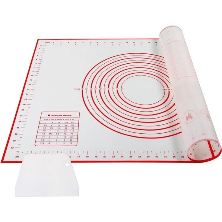 Blusmart Backmatte Backmatte aus Silikon, 100 % Silikon (Antihaftbeschichtung, wiederverwendbar), mit Maßnahmen für Fondant/Kekse/Pizza, Rot – Bild 4