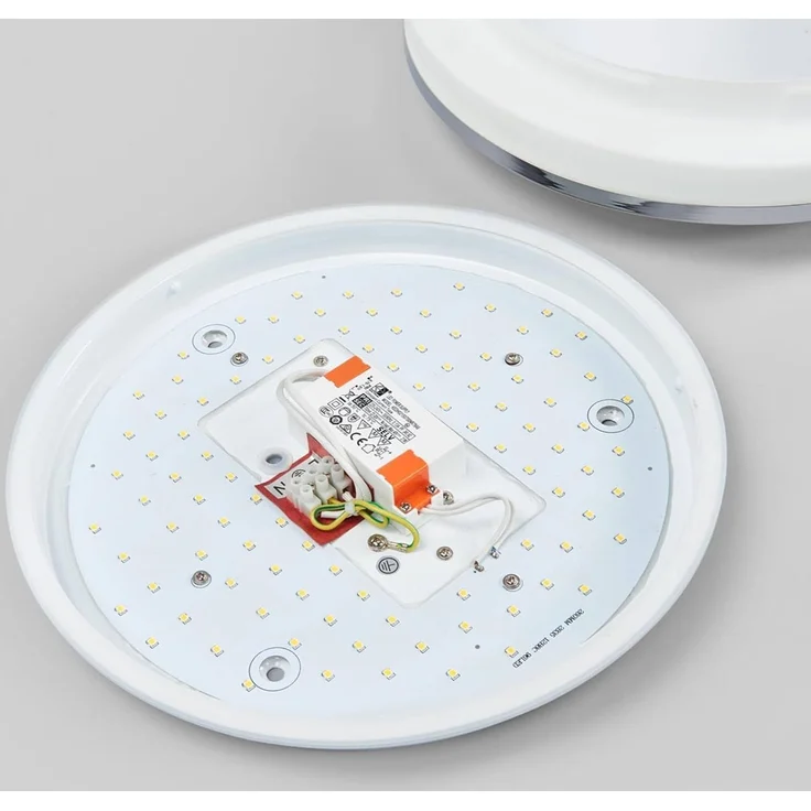 Lindby Deckenleuchten Lyss, LED-Leuchtmittel fest verbaut, warmweiß, Modern, Glas, Metall, weiß, chrom, inkl. Leuchtmittel, Bad – Bild 8