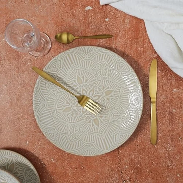 HOME DECO FACTORY, KA0455, Elegant beige Ceramic Plate, ideal for All Meals, Resistant and Easy to Maintain, Perfect for Serving Dishes and Desserts, D27 cm, Beige – Bild 5