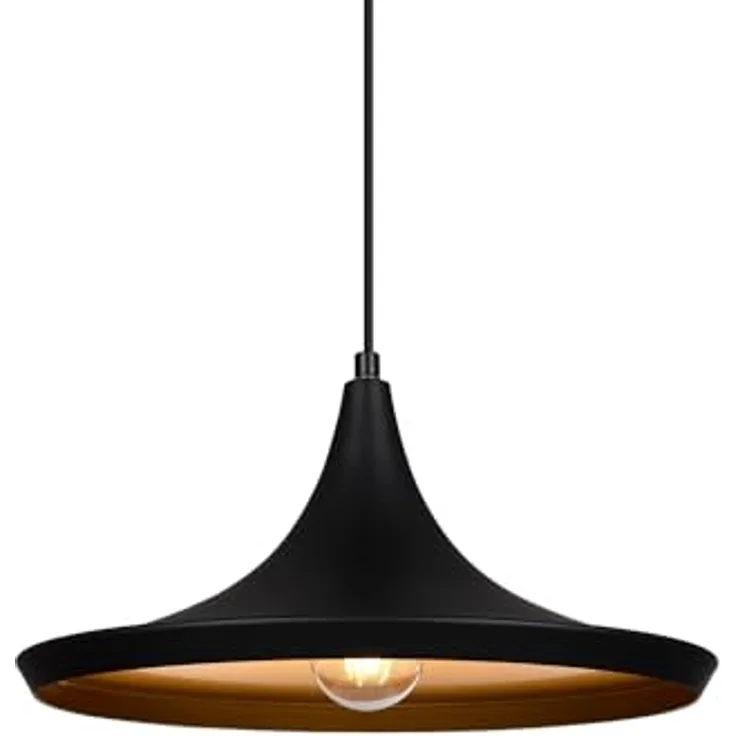 LEDKIA LIGHTING Presley Hängeleuchte, Japanisches Design mit verstellbarem Kabel, E27 Fassung, Schwarz, Aluminium für Wohnzimmer, Küche, Schlafzimmer