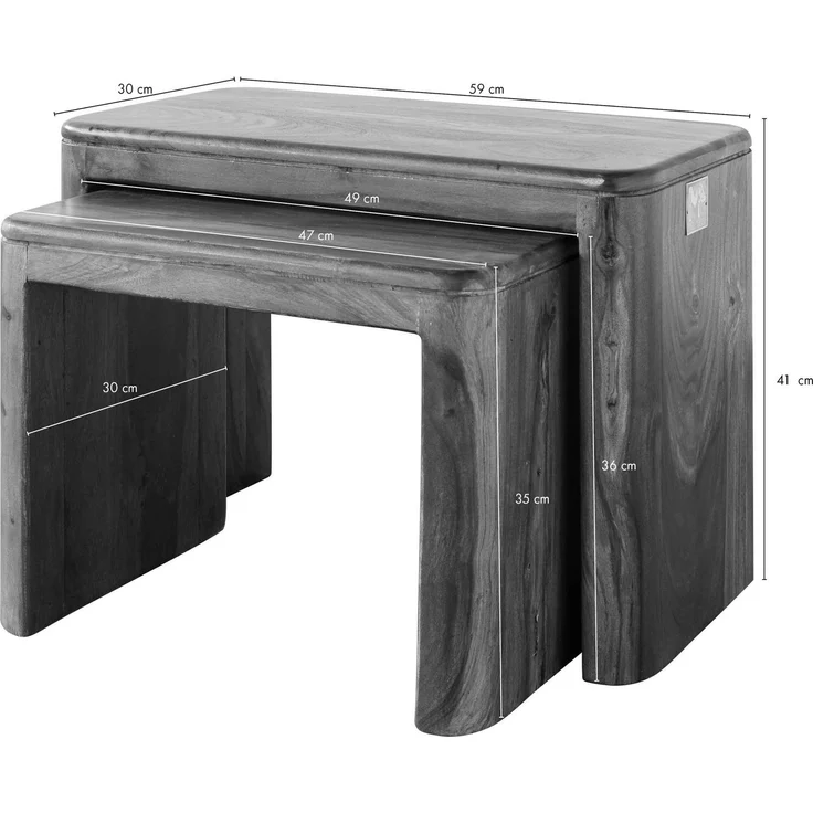 Beistelltisch Sheesham 59x30x41 smoked cherry gebeizt TORONTO #144 – Bild 5