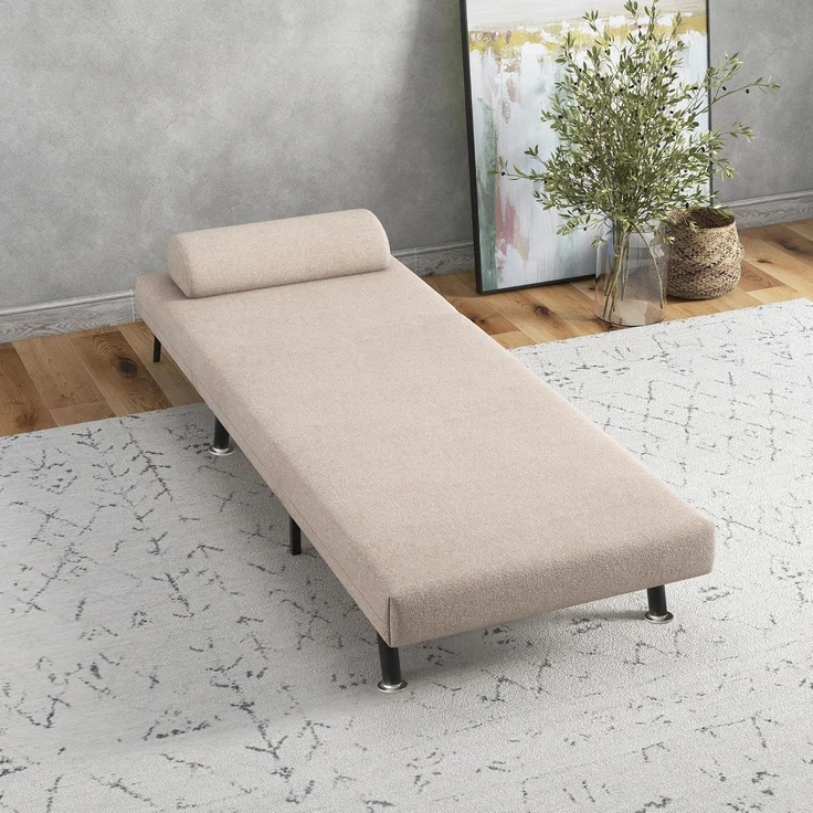 HOMCOM Sessel mit Bettfunktion, Rückenkissen (Klappbett mit Bettfunktion, 1-St, Schlafsessel), für Schlafzimmer, Beige, 75cm x 70cm x 75cm – Bild 8