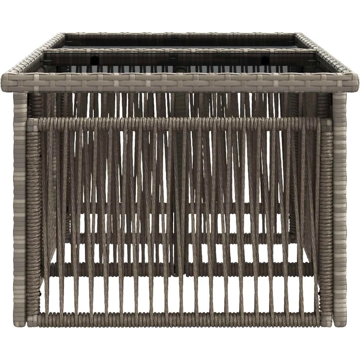 vidaXL Gartentisch Grau 100 x 55 x 37 cm PE Rattan und Glas 42035137 – Bild 5