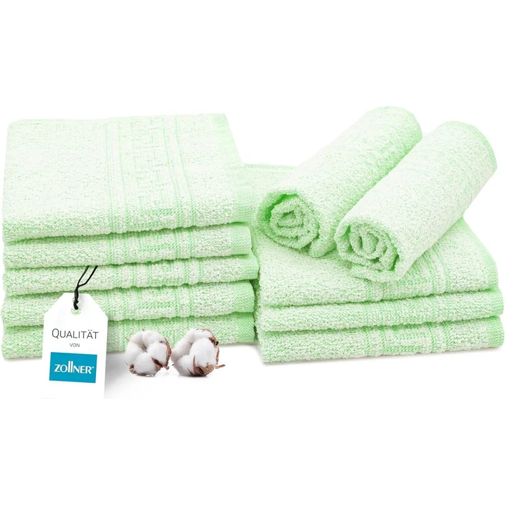 ZOLLNER 10er Set Seiftücher, 70% Baumwolle & 30% Polyester, 30x30 cm, grün – Bild 1