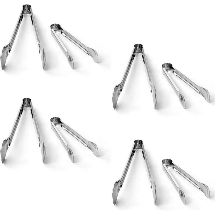 HAC24 Servierzange 8er Set Servierbesteck Salatbesteck Küchenzange Salatzange, Edelstahl, 29 cm & 18 cm