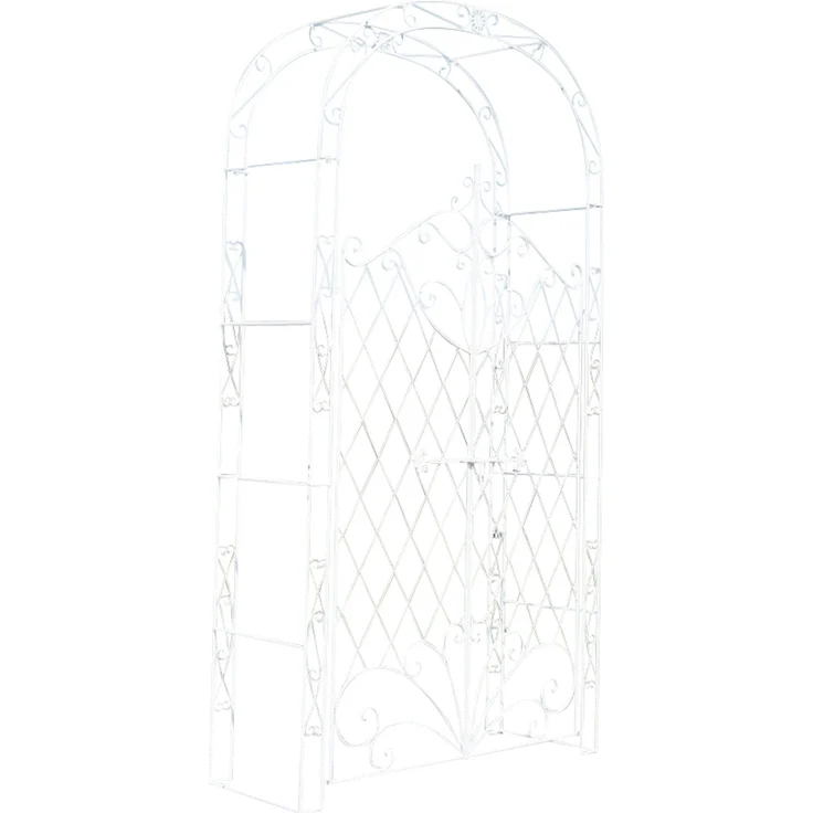 Rosenbogen MINDEN mit Tor - 120x40x220cm, Metall, Weiß | Rankhilfe Rosen Rankgitter Gartendekoration – Bild 1