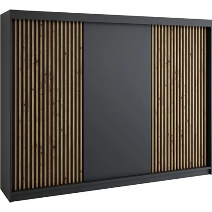 A&J MöbelLand Schwebetürenschrank IOSA 200 cm mit 4 Schubladen, und 3D Lamellen – Bild 1