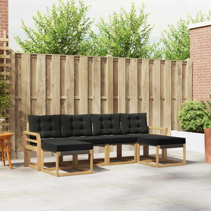 vidaXL Outdoor-Sofagarnitur 6 stk. 6-Sitzer Weiß und Schwarz 3389742 – Bild 1