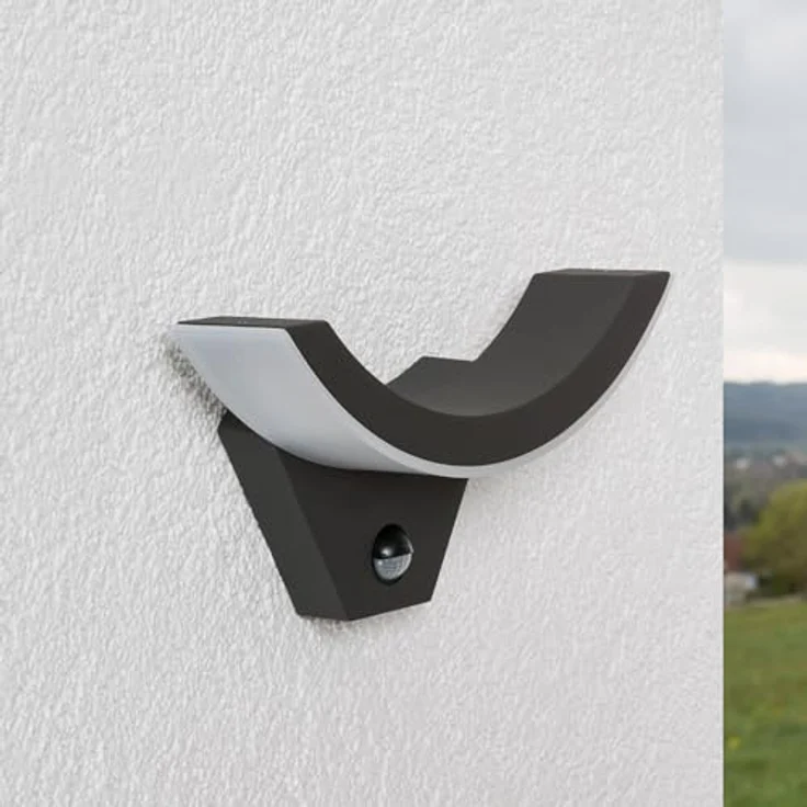 Lampenwelt Lucande LED Wandleuchte außen Half mit Bewegungsmelder, spritzwassergeschützt, schwarz, aus Aluminium, 1-flammig, für Terrasse und Balkon – Bild 5