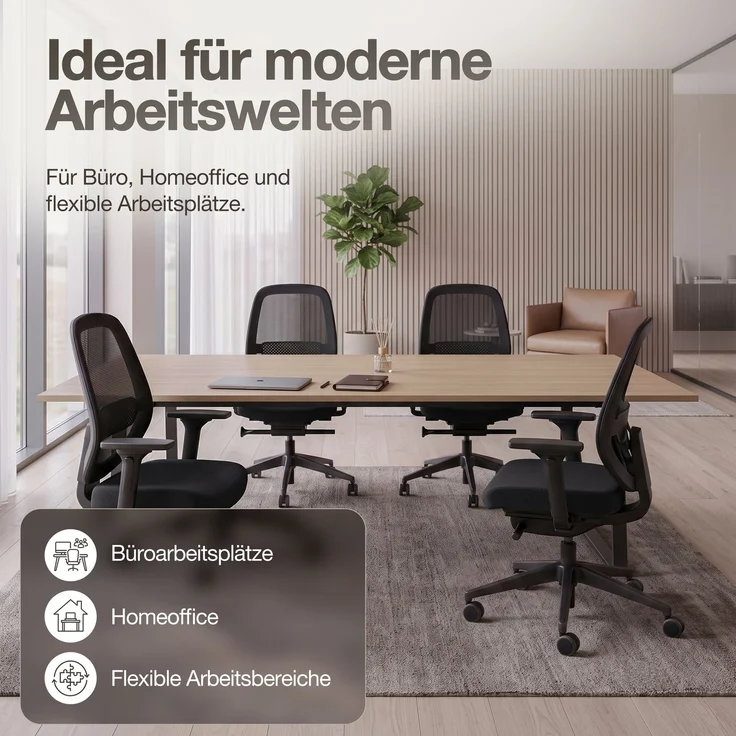 ASSMANN Ergonomischer Bürostuhl Atessa mit Netzrücken Schwarz 63x53x100cm Textil – Bild 5