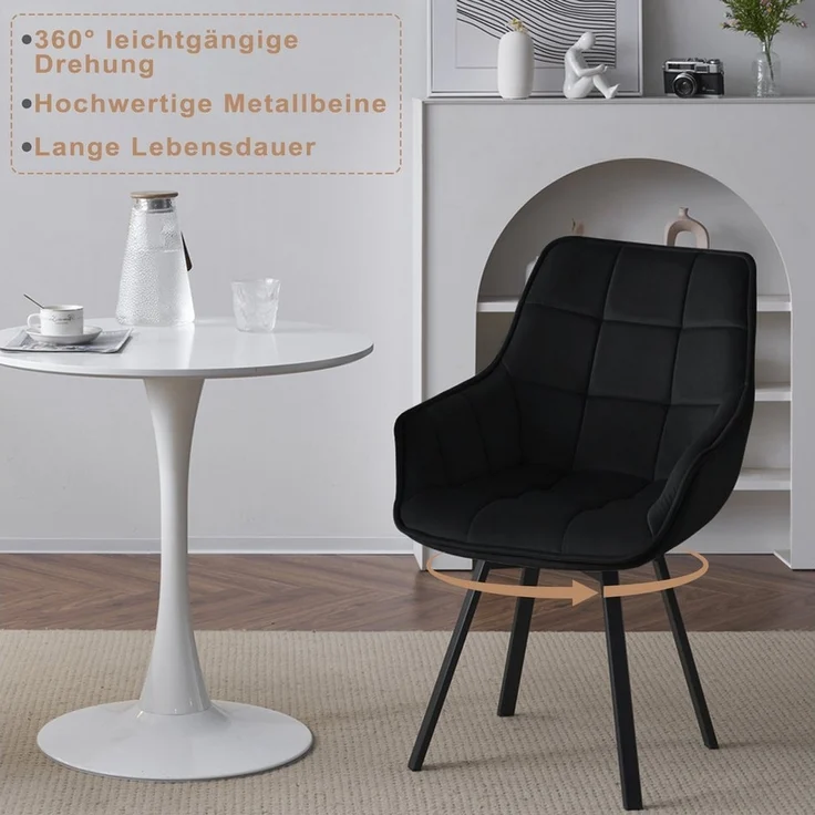 EUGAD Esszimmerstuhl (4 St), drehbar, bequem modern, mit Metallbeinen – Bild 3
