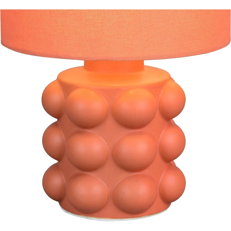 Retro LED Tischlampe mit Keramikfuß & Stoffschirm Orange, Höhe 30cm – Bild 6