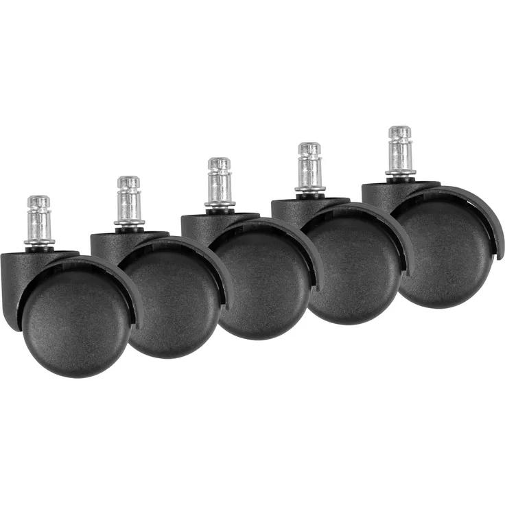 AMSTYLE 5er Set Weichboden-Rollen für Bürostuhl 11 mm Stift / Durchmesser 50 mm
