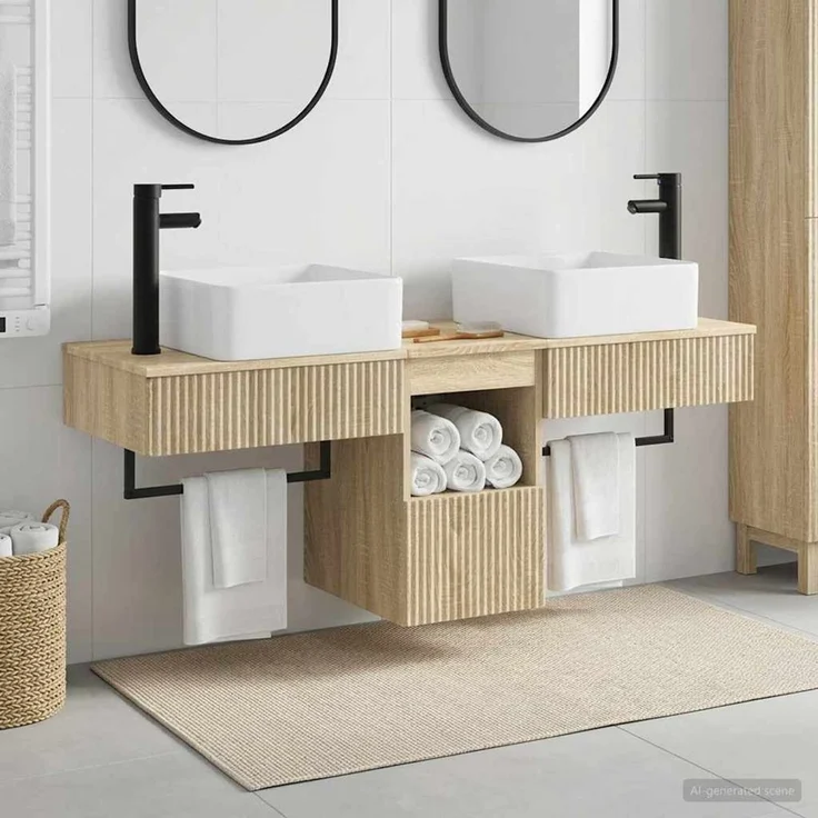 vidaXL Badezimmerschrank-Set 3 stk. Sonoma-Eiche 130 x 41 x 80 cm 3405599 – Bild 1