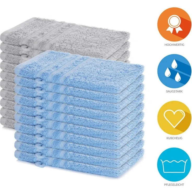 Lavea Waschhandschuh 20er Set Waschhandschuhe, 15x21 cm, Elena-Frottierserie, Waschlappen, (20-St), 500 g/m² Frottier, weich & saugstark, pflegeleicht – Bild 2