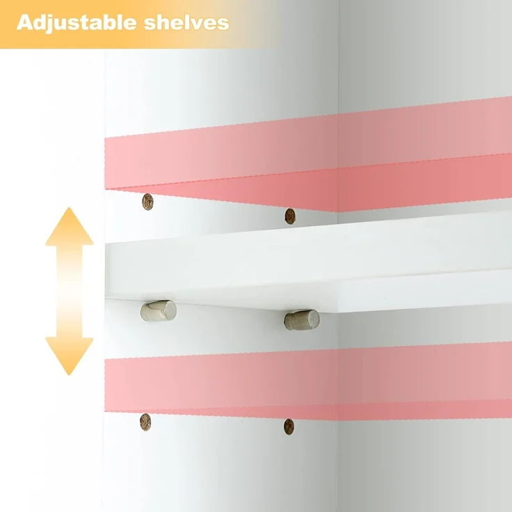 TUKAILAI Spiegelschrank Bad mit Beleuchtung, Badschrank mit Spiegel mit 3 Offenes Ablagen, Badezimmerschrank mit Verstellbarer Ablagen für Badezimmer 45 x 17 x 52 cm – Bild 4