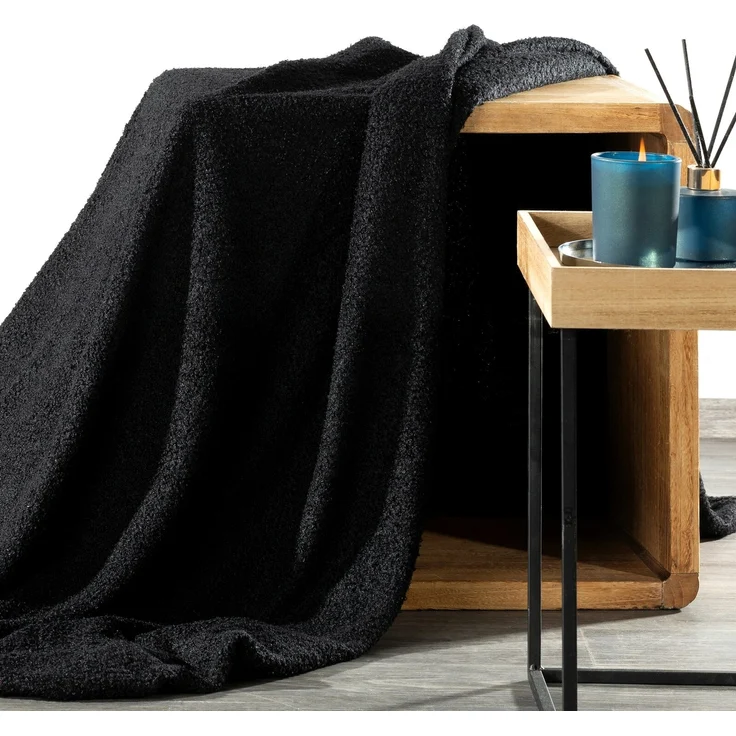 Sofadecke BOUCLE schwarz 220x200 cm schwarz – Bild 2