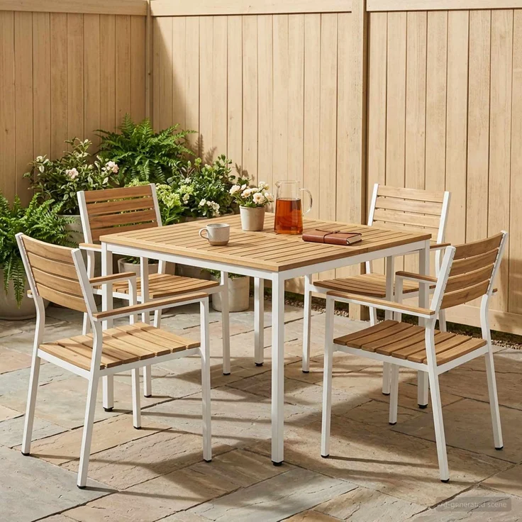 vidaXL Gartentisch NAARDEN Weiß gewaschen 110 x 108,5 x 75 cm 901763 – Bild 1