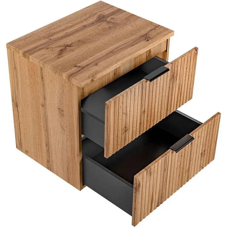 Waschtischunterschrank 60cm ADELAIDE-56, Wotaneiche mit gerillter Front, B/H/T ca. 60,6/59,2/46,5 cm – Bild 2