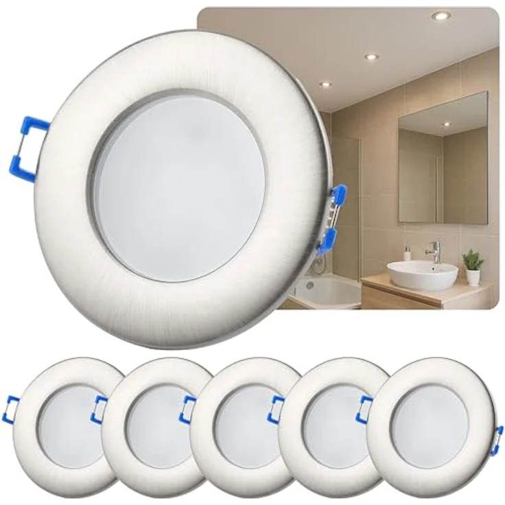 Sweet LED LED Einbaustrahler 5er Set flach IP44 für Bad & Küche 6,5W 230V, LED fest integriert, 3000K - warmweiß, Deckenspots, Deckenstrahler, Einbauleuchten – Bild 2