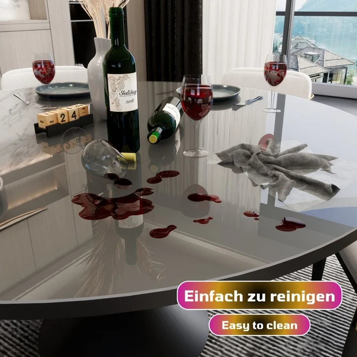 Blade Tischdecke Tischfolie Rund Transparente Glasklar 2 mm abgeschrägte Kante (Einzelartikel, Einzeln erhältlich), Kratzfest, geruchlos, REACH-konform, individuell zuschneidbar – Bild 3