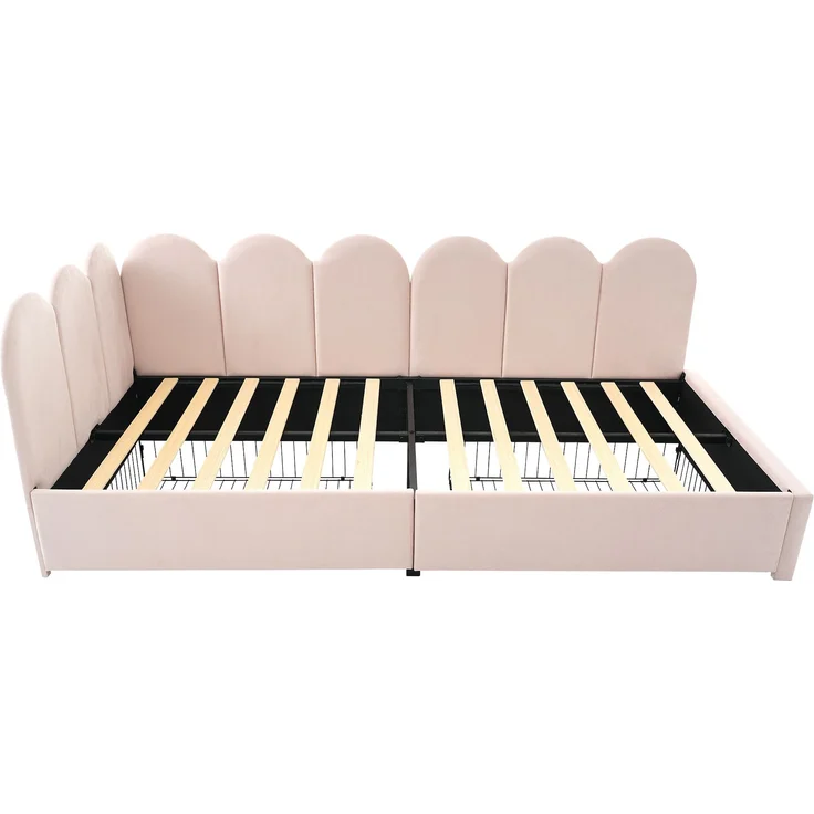 Polsterbett 90x190 cm aus Samt mit Stauraum – Daybett mit Schubladen, platzsparend und vielseitig – Bild 9