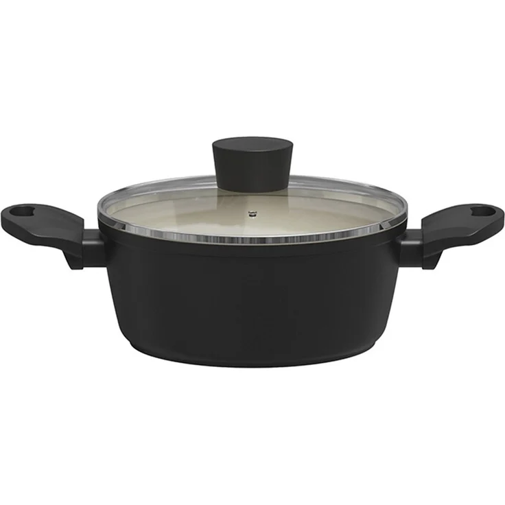 Michelino Nora New Line Fleischtopf mit Glasdeckel & Softgriff - 20 cm