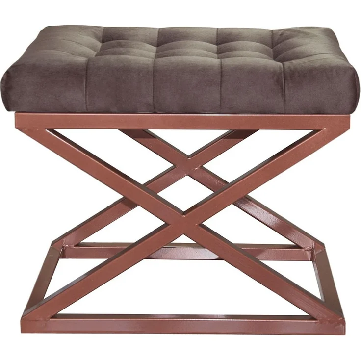 Atelier Del Sofa Stylish Pouffe with Metal Frame, 50 x 42 x 40 cm | 100% Polyester Babyface Fabric in Copper & Brown | Perfect for Modern Living Spaces – Bild 1